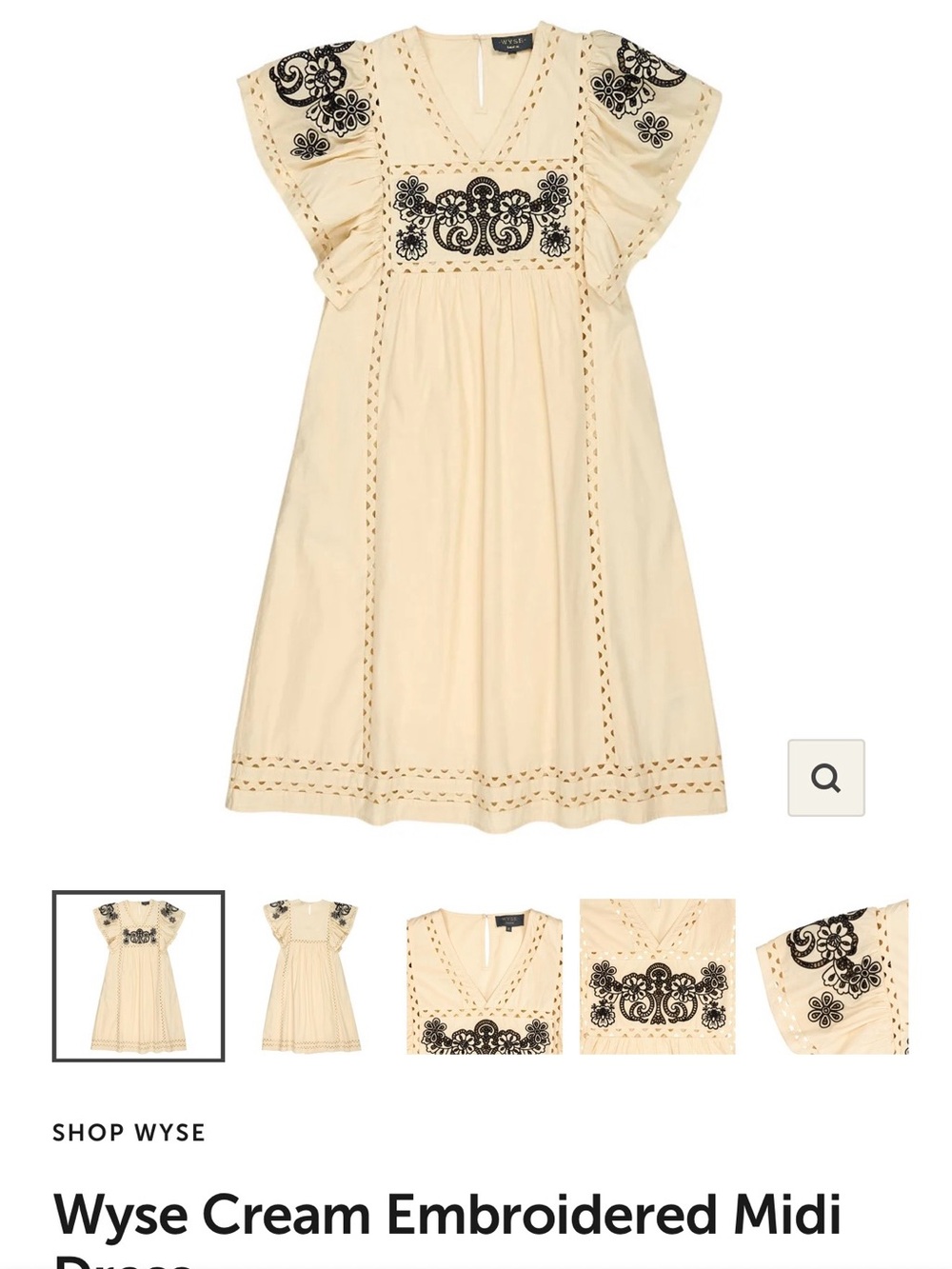 Wyse London
Calista Embroidered Dress - Ecru/Black - 2R runs large